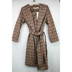 Soft Surroundings Chamonix Duster Black Brown Chevron-PXS-Wool Blend-New w/Tags